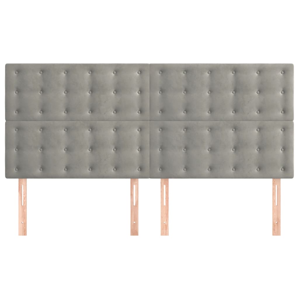 Kopfteile 4 Stk. Hellgrau 80x5x78/88 cm Samt